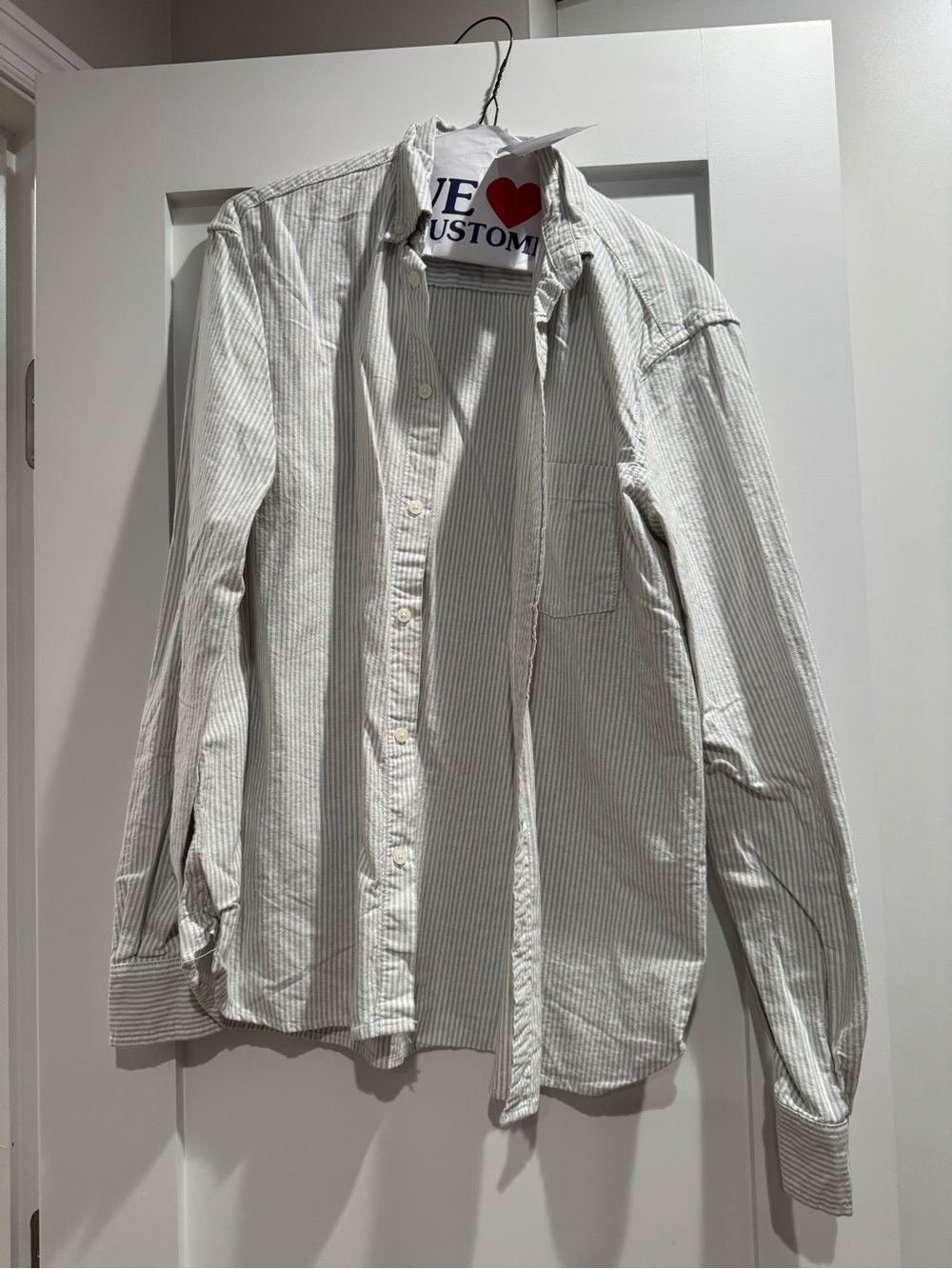 Brandy Melville women’s Light Striped Shirt Jacket - White & Gray